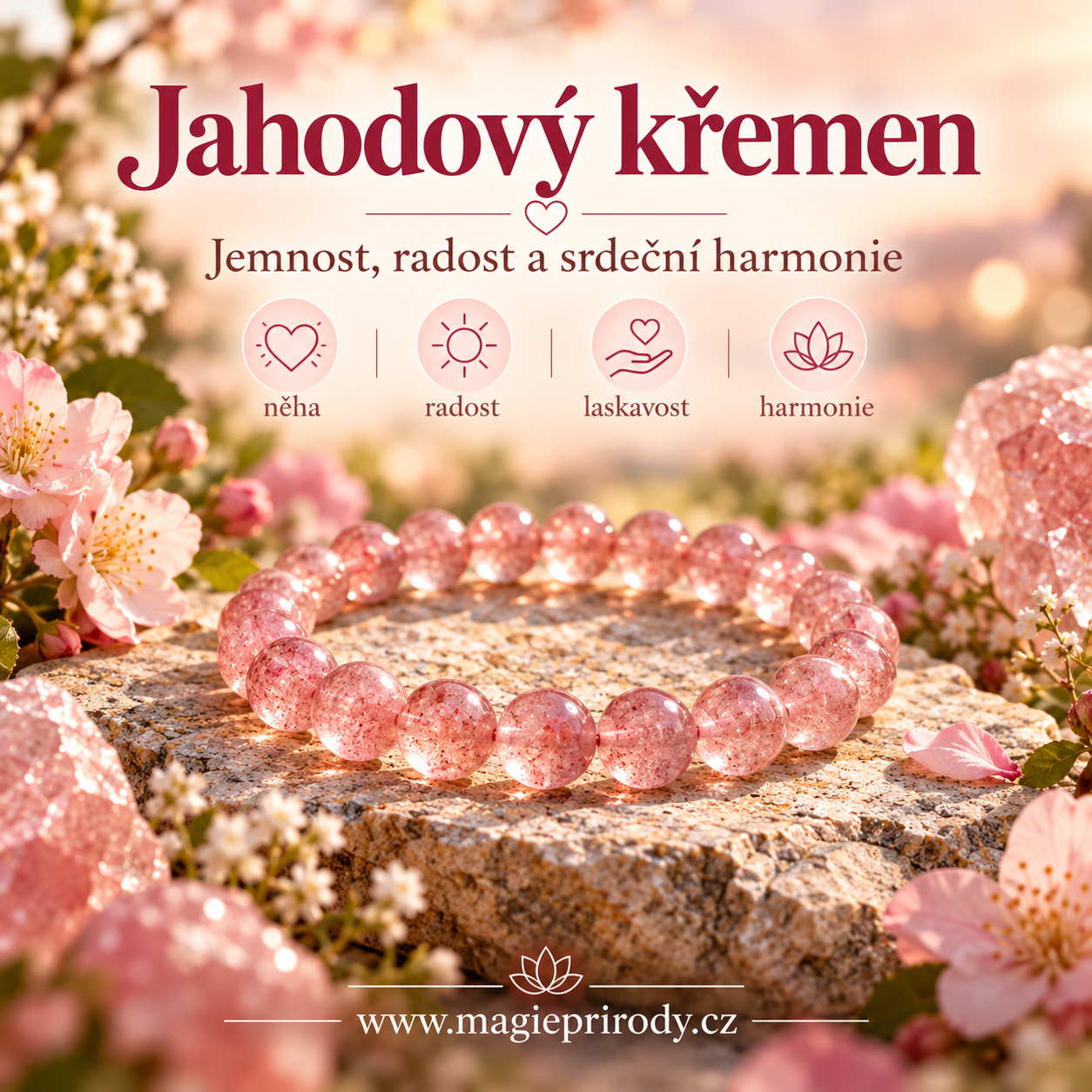 Jahodový křemen: Význam růžového minerálu a jeho využití ve špercích
